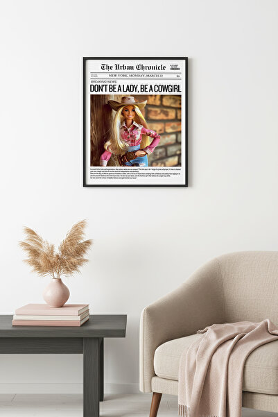 huhuli Doğal Ahşap Çerçeveli Retro Tablo - Western Cowgirl Temalı | huhu2689