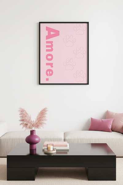 huhuli Ρετρό πίνακας με φυσικό ξύλινο πλαίσιο - Amore Pati İzleri σε παστέλ α...