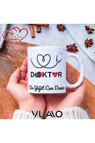 VUAO Doktora Hediye İsme Özel Baskılı Kupa Bardak - Kişiye Özel İsim Yazılı D...