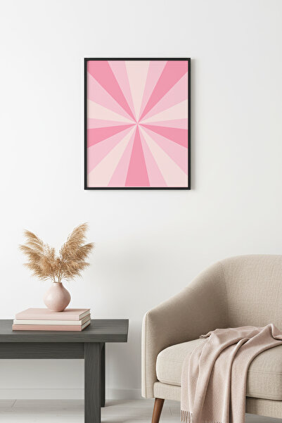 huhuli Ρετρό αφηρημένη ζωγραφική με φυσικό ξύλινο πλαίσιο - Παστέλ ροζ αποχρώ...