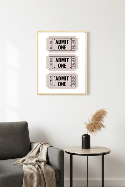 huhuli Επιτραπέζια ζωγραφιά με θέμα τα εισιτήρια σε ρετρό στυλ με φυσικό ξύλι...