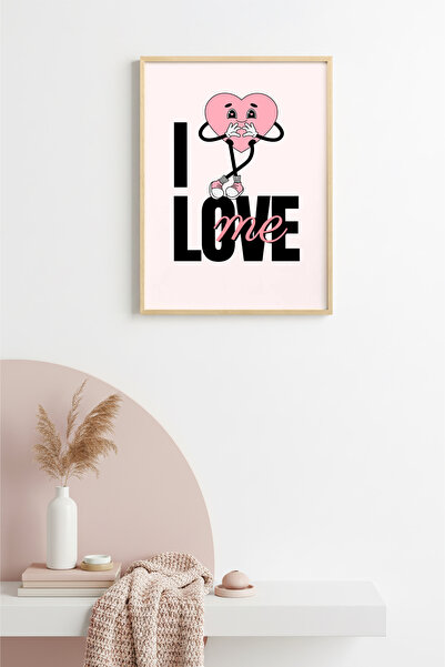 huhuli Ρετρό πίνακας με φυσικό ξύλινο πλαίσιο - Ποπ Αρτ Χαριτωμένη Καρδιά Αγά...