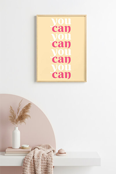 huhuli Ρετρό πίνακας με φυσικό ξύλινο πλαίσιο - Τυπογραφία με ροζ γράμματα πο...