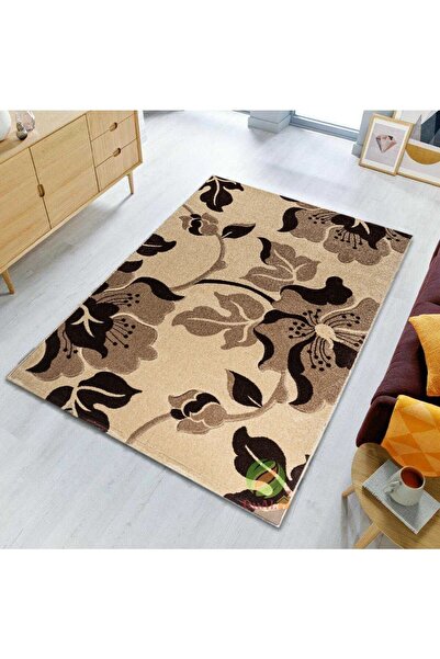 Dualhome Χαλί Φρίζ με σχέδιο Παπαρούνας, Καφέ, 100x200 εκ., Φλοράλ - 100x200 ...