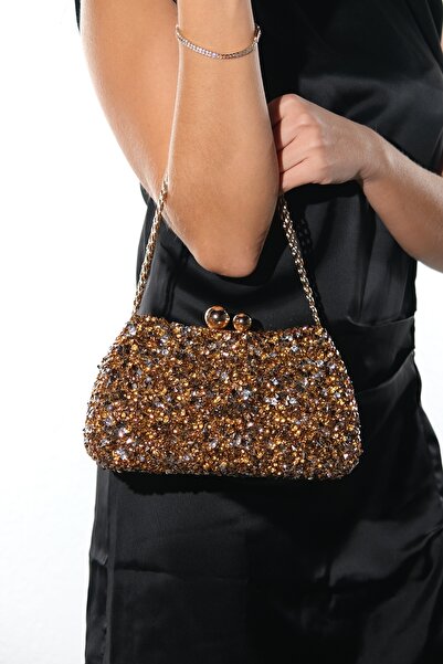 LuviShoes Γυναικεία βραδινή τσάντα φορέματος CASSIA Copper Stone