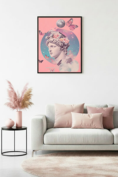 huhuli Καλλιτεχνικός πίνακας με θέμα τα όνειρα με φυσικό ξύλινο πλαίσιο - Ροζ...