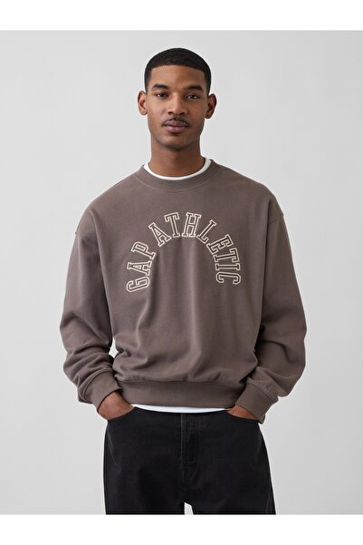 GAP Erkek Kahverengi VintageSoft Terry Oversized Athletic Sweatshirt