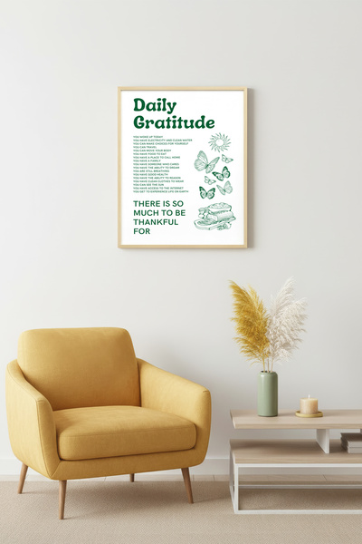 huhuli Ρετρό πίνακας με φυσικό ξύλινο πλαίσιο - με σχέδιο ευγνωμοσύνης και πε...