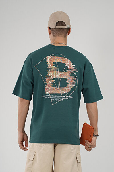 Butik Trend Biz Oversize Embroidered Printed Men's T-Shirt