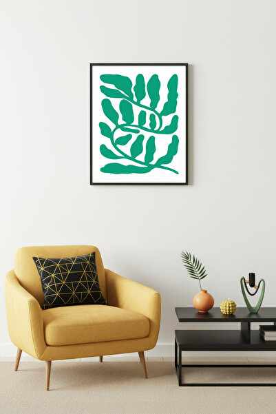 huhuli Πίνακας με τροπικά φύλλα με φυσικό ξύλινο πλαίσιο - Βοτανικό πράσινο σ...