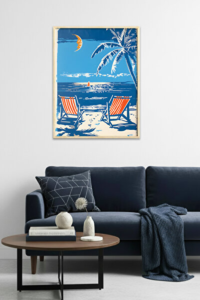 huhuli Επιτραπέζια ζωγραφιά με σχέδιο φοίνικα σε φυσικό ξύλινο πλαίσιο - Τιρκ...