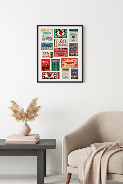 huhuli Doğal Ahşap Çerçeveli Retro Tablo - Vintage Parti Temalı | huhu2430