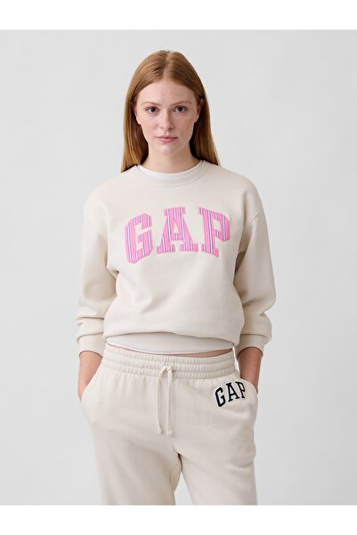 GAP Kadın Krem Logo Sweatshirt