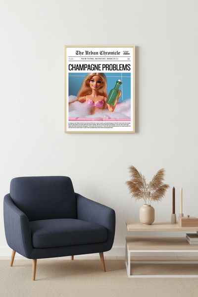 huhuli Pictură murală retro cu ramă din lemn natural - Design decorativ moder...