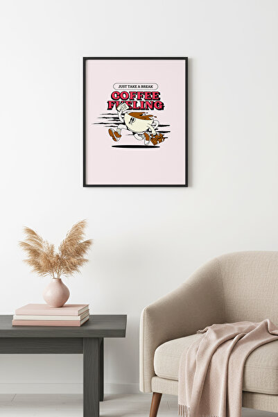 huhuli Επιτραπέζια ζωγραφική με θέμα τον καφέ σε στυλ Pop Art με φυσικό ξύλιν...