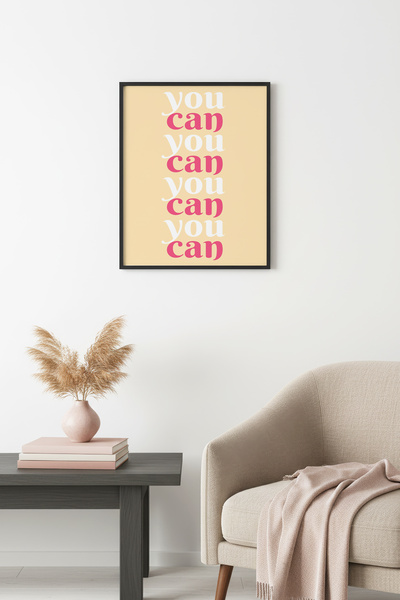 huhuli Ρετρό πίνακας με φυσικό ξύλινο πλαίσιο - Τυπογραφία με ροζ γράμματα πο...