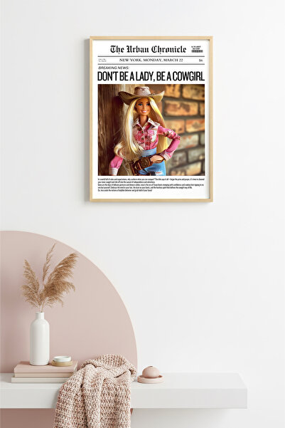 huhuli Natural Wood Framed Retro Painting - Western Cowgirl Themed Modern Liv...