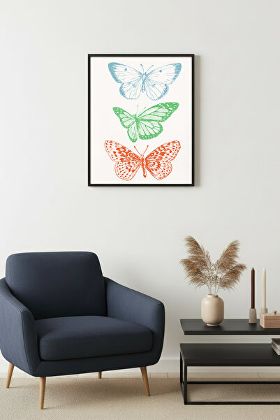 huhuli Ρετρό ζωγραφική με πεταλούδες με φυσικό ξύλινο πλαίσιο - Καλοκαιρινά σ...