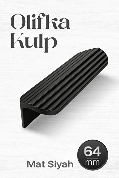 Badem10 Olifka Çizgili Mat Siyah Çekmece Kulp 64 mm (6,4 cm) Modern Lüks Mobi...