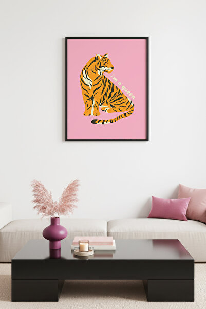 huhuli Ρετρό ζωγραφική Tiger Queen με φυσικό ξύλινο πλαίσιο - Τροπικό σχέδιο ...