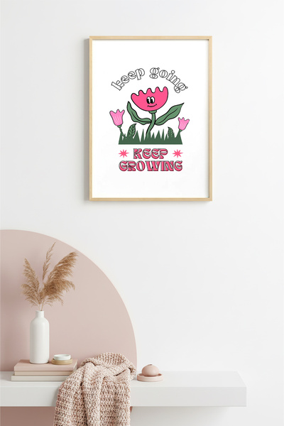 huhuli Φυσικό ξύλινο πλαίσιο με φλοράλ σχέδιο τουλίπας - Το μοτίβο ρετρό «Συν...