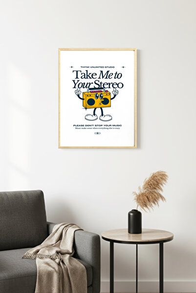 huhuli Ρετρό Στερεοφωνικό Πίνακας Μουσικής με Φυσικό Ξύλινο Πλαίσιο - Vintage...