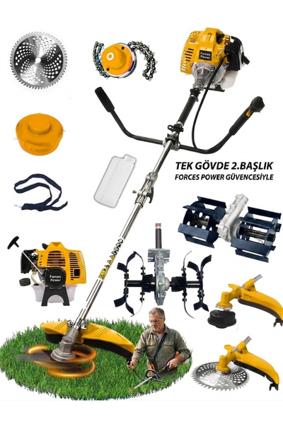 forces power Alman Yan Tipi Benzinli Turbo Motor Ot Çalı Çim Biçme Makinesi C...