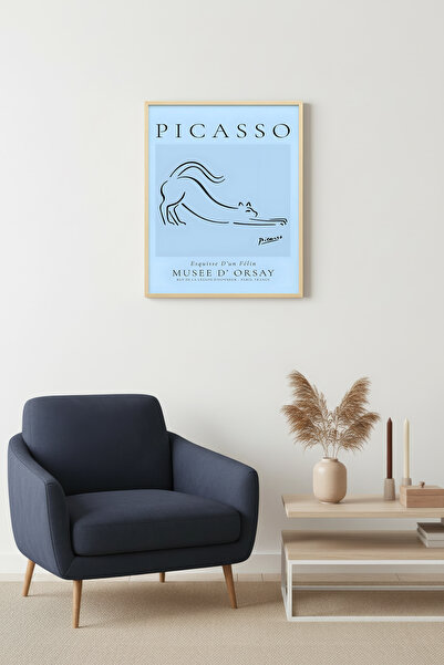 huhuli Εικονογράφηση γάτας σε στυλ Line Art με φυσικό ξύλινο πλαίσιο - Μινιμα...