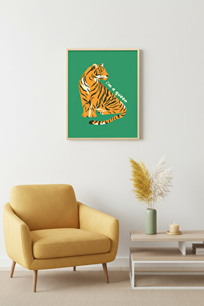 huhuli Ρετρό ζωγραφική με θέμα την τίγρη με φυσικό ξύλινο πλαίσιο - Έντυπη εκ...