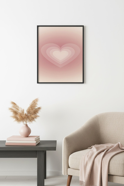 huhuli Ρετρό ζωγραφική με καρδιές σε φυσικό ξύλινο πλαίσιο - Ρομαντικό αφηρημ...