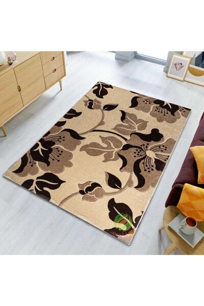 Dualhome Χαλί Φρίζε με σχέδιο Παπαρούνας, Καφέ, 50x80 εκ., Φλοράλ - 50x80 εκ....