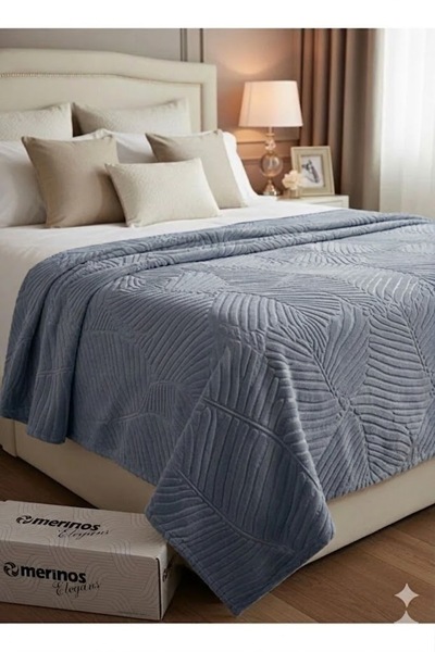 Merinos ELEGANS EMBOS ÇİFT KİŞİLİK GRİ BATTANİYE