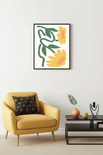 huhuli Ρετρό ζωγραφική με φυσικό ξύλινο πλαίσιο - Ζωγραφική τοίχου με βοτανικ...