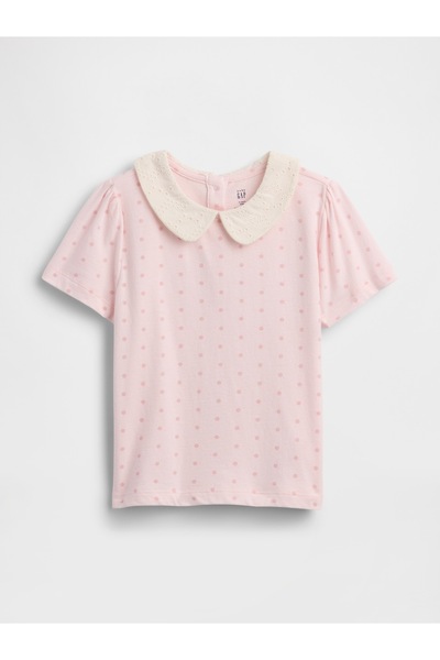 GAP Kız Bebek Açık Pembe Puff Sleeve Yaka T-Shirt