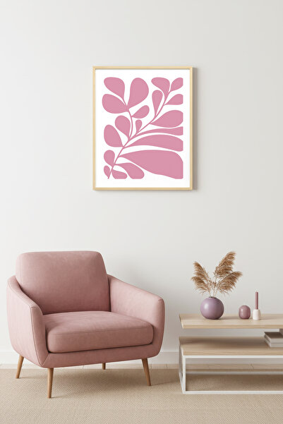 huhuli Tablou retro cu ramă din lemn natural - Frunze botanice în tonuri past...