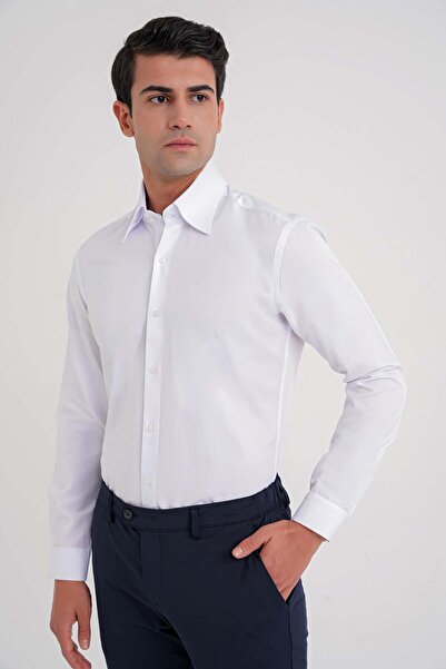 Efor Erkek Slim Fit Beyaz Gömlek GK 742