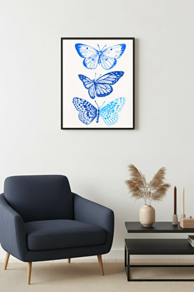 huhuli Επιτραπέζια ζωγραφική με ρετρό πεταλούδες σε φυσικό ξύλινο πλαίσιο - Μ...