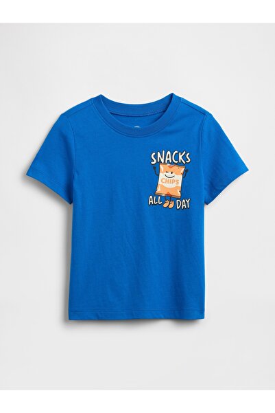GAP Erkek Bebek Kobalt Mavisi Grafik Baskılı T-Shirt