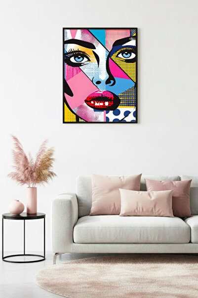 huhuli Επιτραπέζια ζωγραφιά με γεωμετρικά σχέδια σε φυσικό ξύλινο πλαίσιο - Ζ...