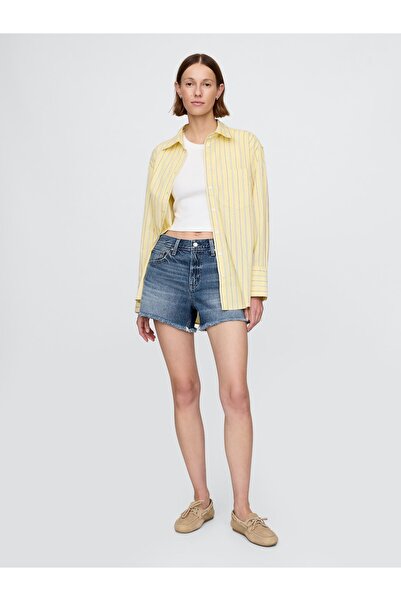 GAP Kadın Mavi 4" Mid Rise UltraSoft Relaxed Şort
