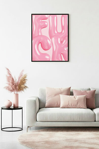 huhuli Ροζ πίνακας γραμμάτων με φυσικό ξύλινο πλαίσιο - Μοντέρνα εκτύπωση ποπ...