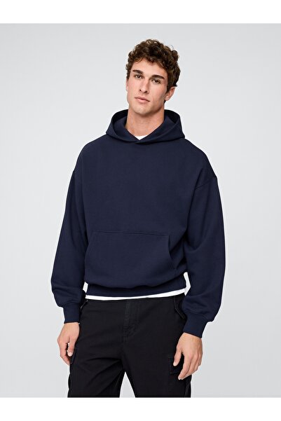 GAP Erkek Lacivert Heavyweight Oversized Sweatshirt