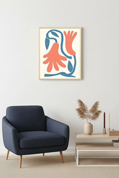 huhuli Tablou abstract retro cu ramă din lemn natural - Artă de perete cu mod...