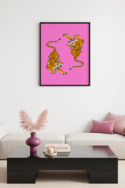huhuli Retro tigrova pop art slika sa prirodnim drvenim okvirom - Šumske živo...
