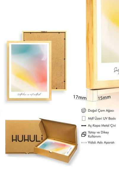 huhuli Natural Wood Framed Retro Painting - Self Love Pastel Tones |   Huhu2789 - Single Table Natural Wood Frame
