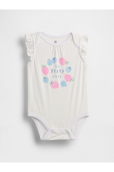 GAP Bebek Kırık Beyaz First Favorites Grafik Baskılı Bodysuit