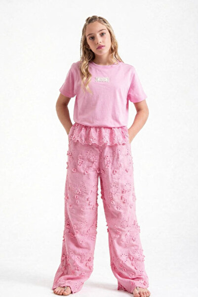 RAPAPA Set pantaloni roz cu flori pentru fete 8381/8382