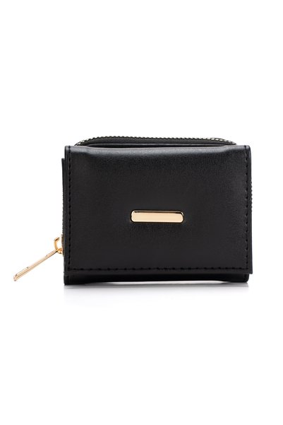 NEWISH POLO ACCESSORIES Women's Black Shoulder and Hand Bag with Three Compartments and Black Wallet