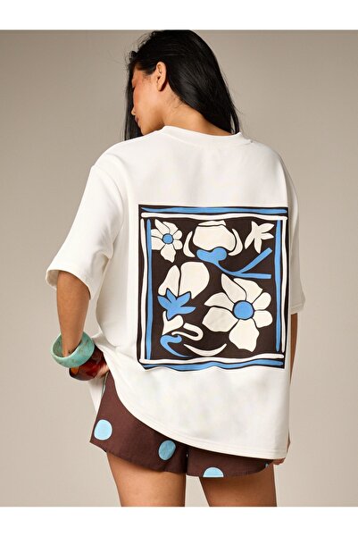 ZAVIXO ΓΥΝΑΙΚΕΙΟ Μπλουζάκι Oversize με στάμπα, 100% βαμβάκι, άνετη εφαρμογή, ...