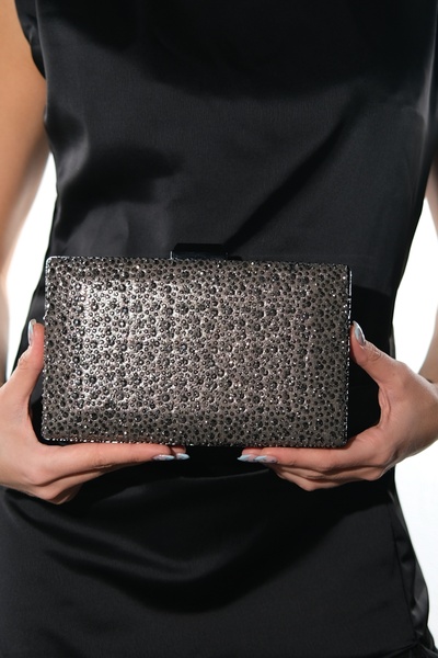 LuviShoes Γυναικεία βραδινή τσάντα φορέματος MIRAGE Platinum Stone